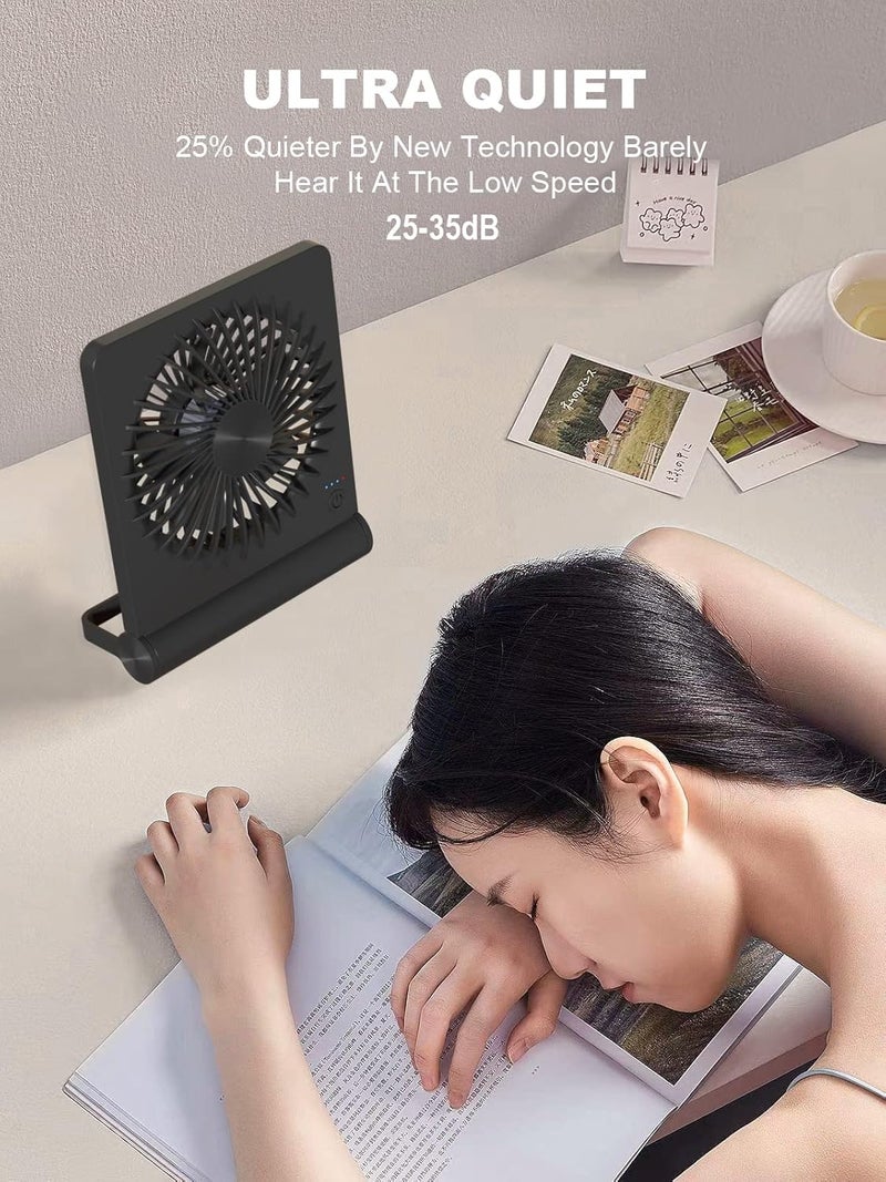 Tevelecin Small Desk Fan,Rechargeable USB Fan Battery Operated,Ultra Quiet, Strong Wind, 3 Speeds Travel Fans - Image 2